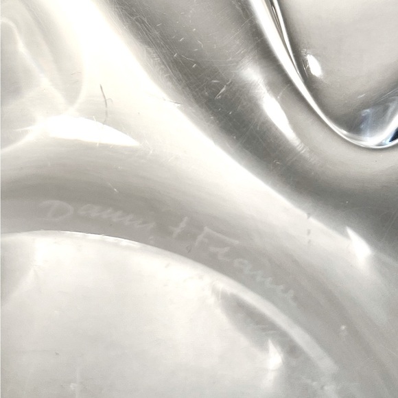 Daum France Vintage Signed Clear Crystal Glass Dish 12”x 10”x3” - Picture 9 of 14